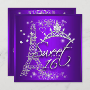 Convite Purple Sweet 16 Sweet XVI Eiffel Tower