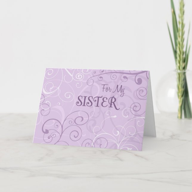 Convite Purple Swirls Sister Bridesmaid Invitation Card (Frente)