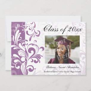 Convite Purple Vibrant Swirl Photo Graduation/Party
