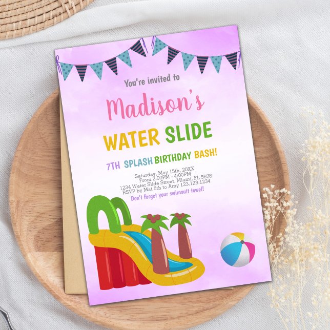 Convite Purple Water Slide Invitations (Purple Water Slide Invitations)