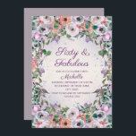 Convite Purple Watercolor Floral 60 Fabuloso Aniversário<br><div class="desc">Belo,  elegante rosa e lilac cor d'água púrpura botânica floral Sessenta e Fabuloso convite de aniversário 60º para mulheres. Personalize seus convites usando a ferramenta Zazzle design. Entre em contato conosco para obter ajuda com a personalização ou para solicitar produtos correspondentes.</div>