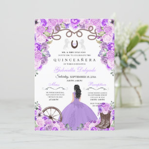 Convite Purple Western Charra Girl Ranchero Quinceanera