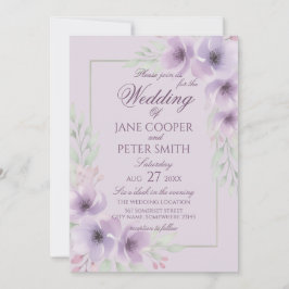 Convite Purple wildflowers floral Budget Wedding