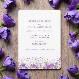 Convite Purple Wildflowers Wedding Invitation 