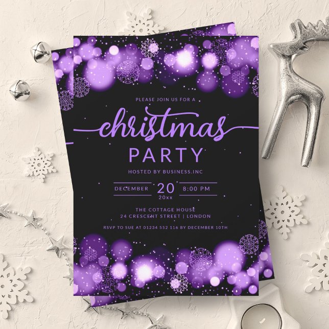 Convite Purple Winter Wonderland Company Festa de Natal (Purple Winter Wonderland Company Christmas Party Invitation)
