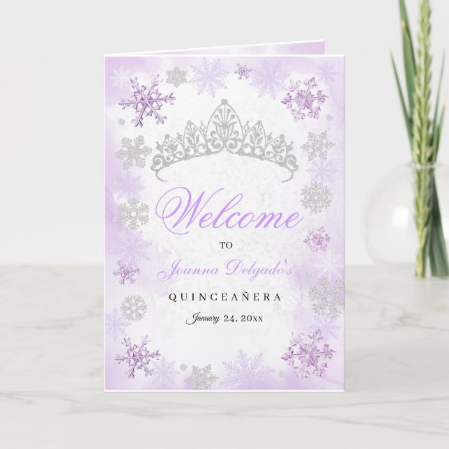 Convite Purple Winter Wonderland Quinceanera (Frente)