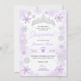 Convite Purple Winter Wonderland Snowflake Quinceanera