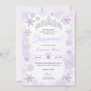 Convite Purple Winter Wonderland Snowflake Quinceanera