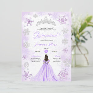 Convite Purple Winter Wonderland Snowflake Quinceanera