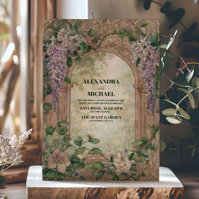 Convite Purple Wisteria Flowers Greenery Modern Weding (Criador carregado)