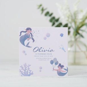 Convite Púrpura Azul - Púrpura - Cauda Sob o Aniversário d