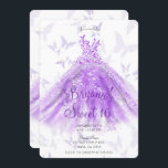 Convite Púrpura Borboleta Dança Vestida Doce Doce 16 Festa<br><div class="desc">Personalizar para qualquer evento</div>