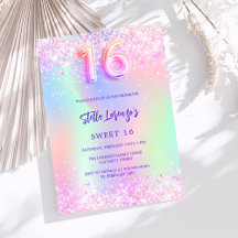 Púrpura cor-de-rosa holográfica Doce 16