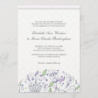 Convite Púrpura de Casamento do Jardim Botânico