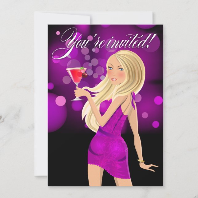 Convite Púrpura de Celebração de Qualquer Partido de Propó (Frente)