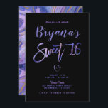 Convite Púrpura Dourada Marble Chic Glam Sweet 16 Party<br><div class="desc">Personalizar para qualquer evento</div>
