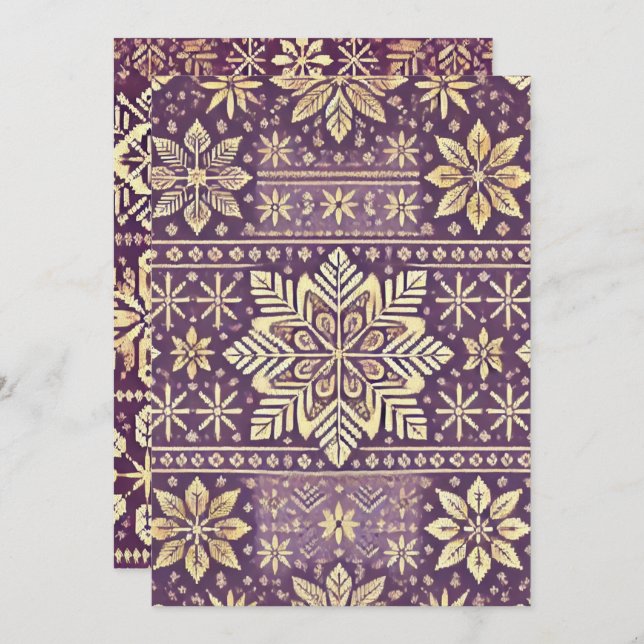 Convite Púrpura e Escandinavo Dourado para impressão (Frente/Verso)