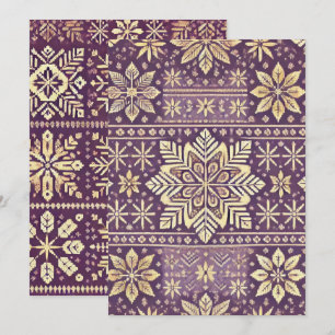 Convite Púrpura e Escandinavo Dourado para impressão