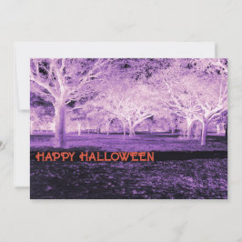 Convite Púrpura e Laranja do Halloween Scary Woods