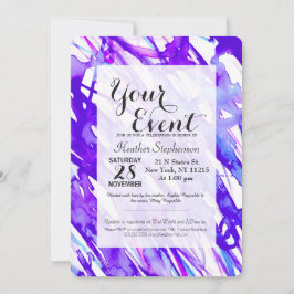 Convite Púrpura e Pink Watercolor Paint Splatter