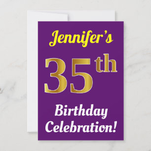 Convite Púrpura, Faux Celebração de 35 de aniversário 