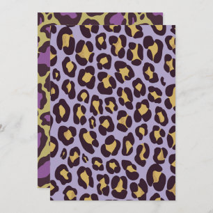 Convite Púrpura Imprimível e Manchas de Chita Dourada