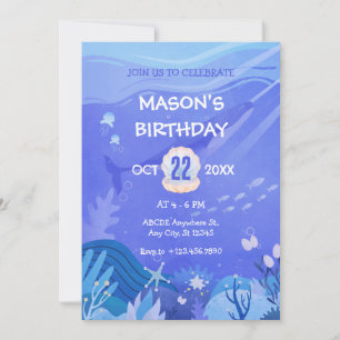 Convite Púrpura no aniversário das criaturas marinhas