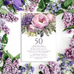 Convite Púrpura rosa púrpura Floral 50º Aniversário<br><div class="desc">Púrpura elegante e cor-de-rosa, convite de aniversário 50 das mulheres florais. Este convite pode ser adquirido impresso ou como convite digital para compartilhar com a família e os amigos nas mídias sociais ou por e-mail. Entre em contato comigo para obter assistência com suas personalizações ou para solicitar outros produtos Zazzle...</div>