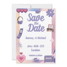 Púrpura rosa Y2K 2000s Retro Tech Geek Love Weddin