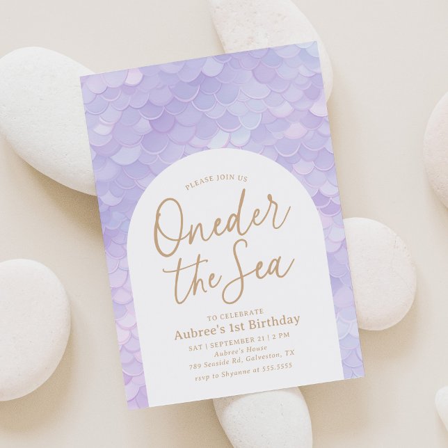 Convite Púrpura Sereia que Abre o primeiro aniversario do  (Criador carregado)