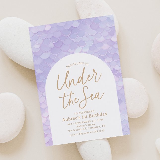 Convite Púrpura Sereia que Abre o primeiro aniversario do  (Criador carregado)