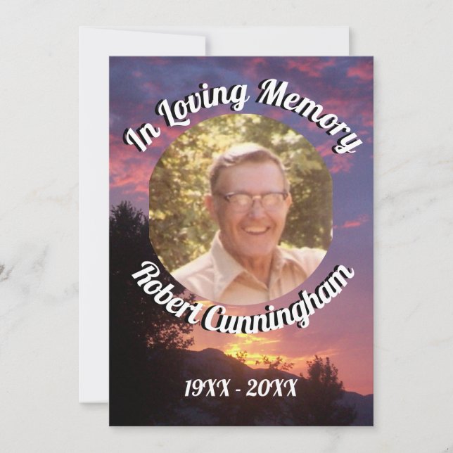 Convite Púrpura Sunset e Árvores Fotografia Adorável Memór (Frente)