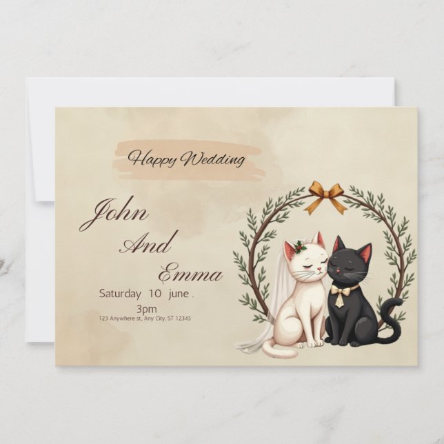 Convite Purrfect Union: John and Emma's Whimsical Wedding  (Frente)