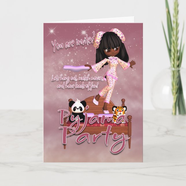 Convite Pyjama Party Invitation Card (Frente)