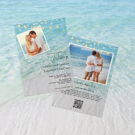 Convite QR Beach Photo String Acende Tudo Em Um Casamento