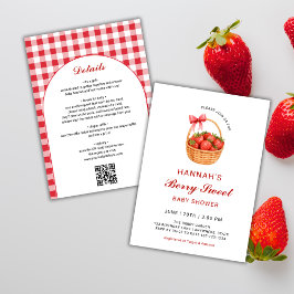 Convite QR Code Berry Sweet Strawberry Girl Baby Shower