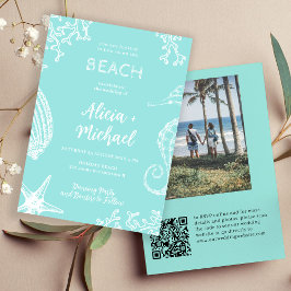 Convite QR CODE Casamento de foto de destino de praia