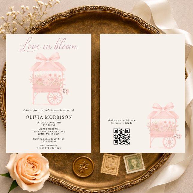 Convite QR Code Love in Bloom Flower Market Bridal Shower (Criador carregado)