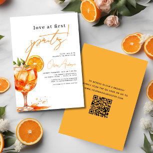 Convite QR Code Love in First Spritz Orange Chá de panela