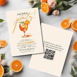 Convite QR Code Love in First Spritz Orange Chá de panela