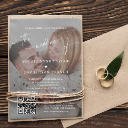 Convite QR Code Photo Modern Calligraphy Wedding