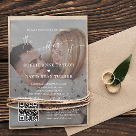 Convite QR Code Photo Modern Calligraphy Wedding 