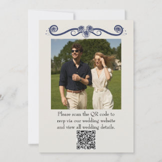 Convite QR Code Photo Wedding Invitation | Elegant Boho 