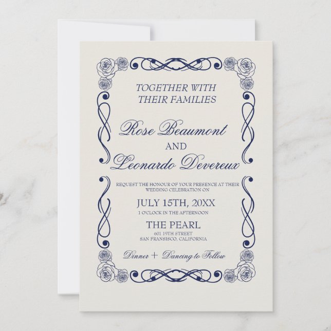 Convite QR Code Wedding Invitation | Elegant Old Money (Frente)