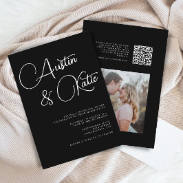 Convite QR de Casamento de Foto de Script Contemporâneo de