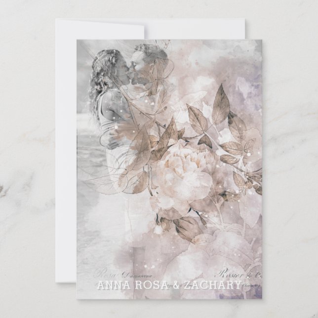 Convite *~* QR Ephemera AR26 RSVP PHOTO Vintage - Casament (Frente)