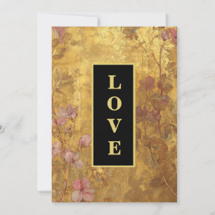 Convite *~ QR  Gold AMOR AR66 RSVP Casamento Vintage