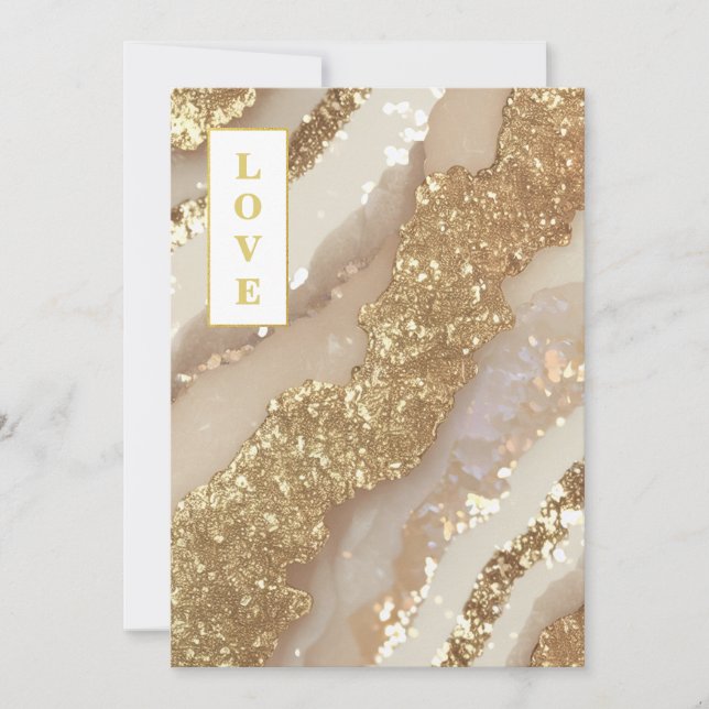 Convite *~ QR Ivory LOVE AR66 RSVP Agate Wedding (Frente)