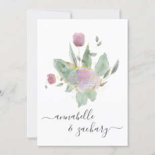 Convite *~* QR MINIMAL Rosa RSVP Buquê Bud AR12 Casamento