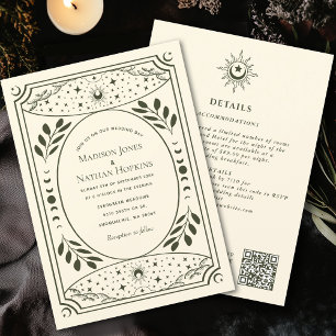 Convite QR para Casamento Gótico de Olive Vintage 